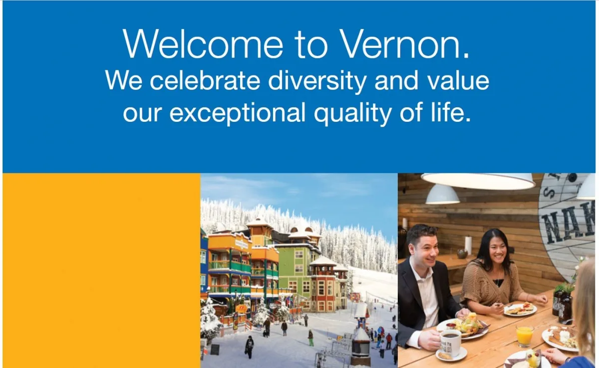 Graphic pictures and Welcome to Vernon text